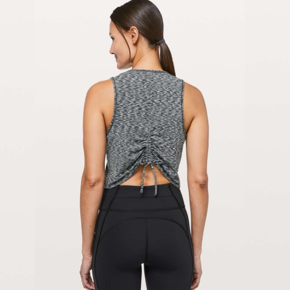 Lululemon Cinch Me Up Tank in Spaced Out Space Dye Black White